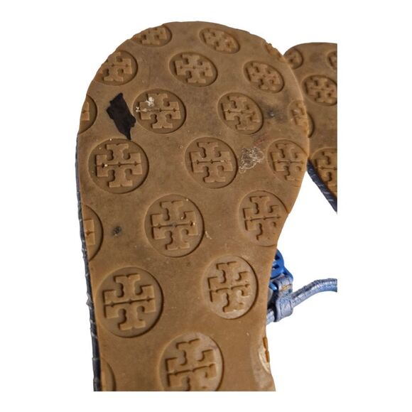 TORY BURCH Emmy Stitched Thong Sandal Light Blue Leather - Size 6 1/2 - Picture 8 of 8